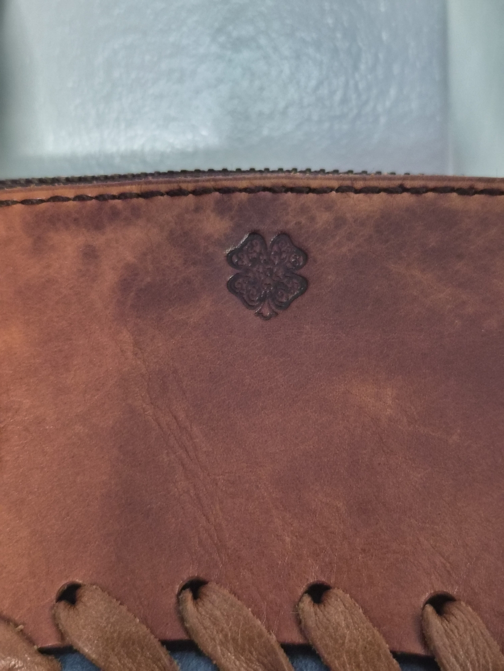 Lucky Brand Two-Tone Braided Handle Suede Shoulder Bag - Blue & Brown - Picture 6 of 11